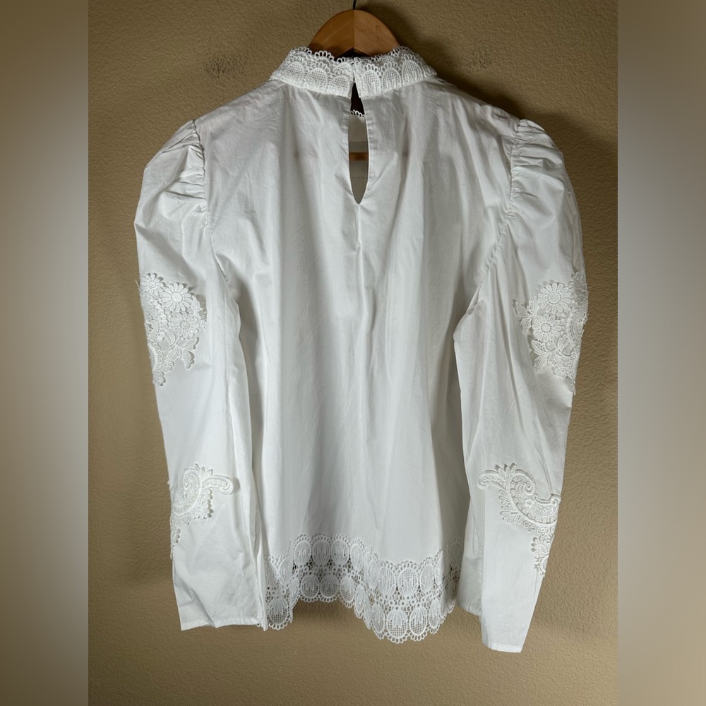 Zara Contrasting Poplin Embroidered Top - Picture 7 of 12